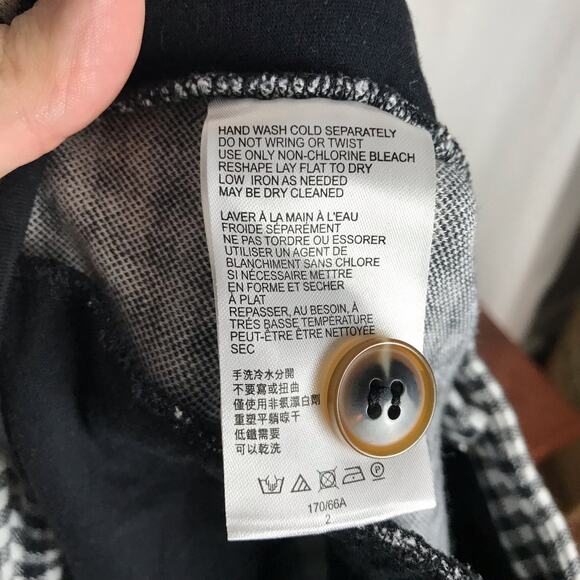 The Essential Crop Flare By Anthropologie Women's 2 Black & White Check Pants - Picture 5 of 11